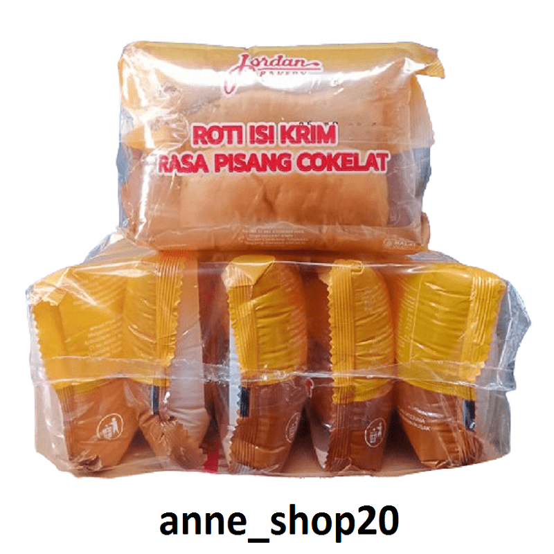 

Roti Isi Krim Rasa Pisang Cokelat Jordan 1 pak Isi 5 Bks Exp 17-03-25