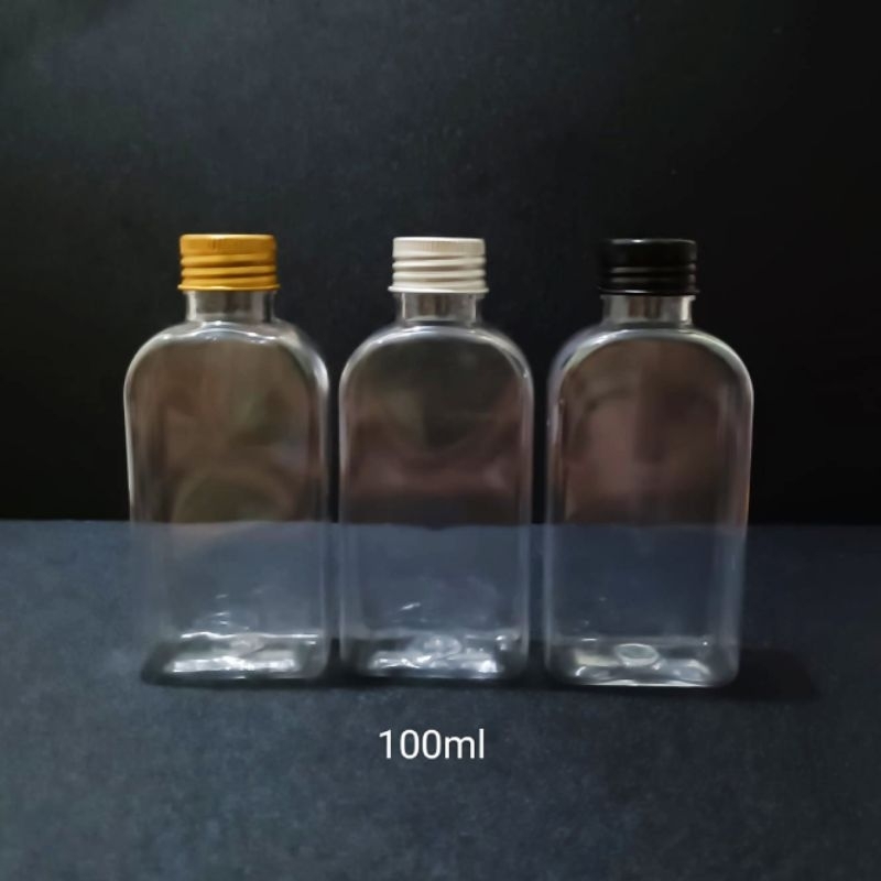 Botol gepeng 100ml tutup ulir alumunium