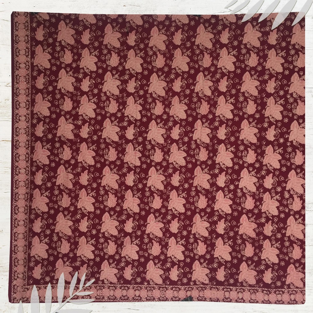 Batik jambi motif angso anggur merah | dasar bahan baju (Panjang.2m Lebar.105cm)