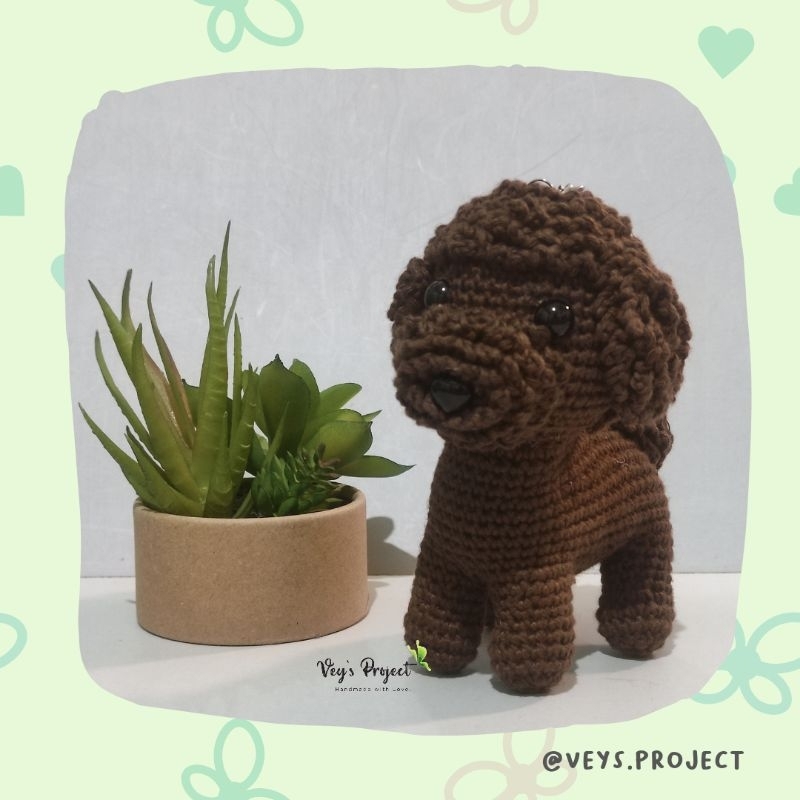 Gantungann Kunci Rajut Anjing Poodle - Poodle Amigurumi