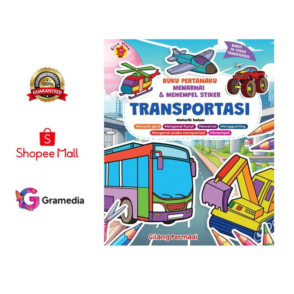 Buku Pertamaku Mewarnai & Menempel Stiker Transportasi