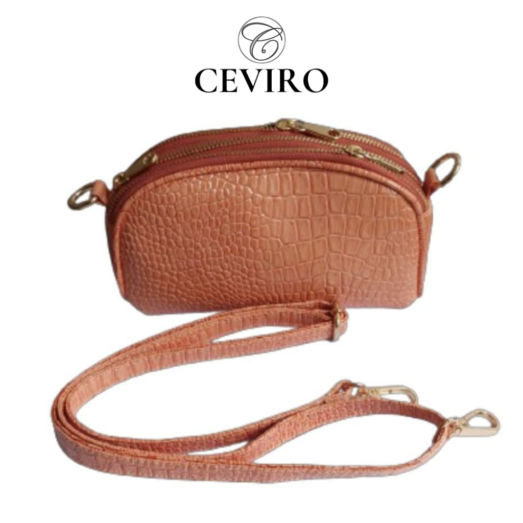 CEVIRO Dompet Panjang Wanita  | Sling Bag | Tas Bahu Clutch Wanita Sintetis - GIANY PEACH