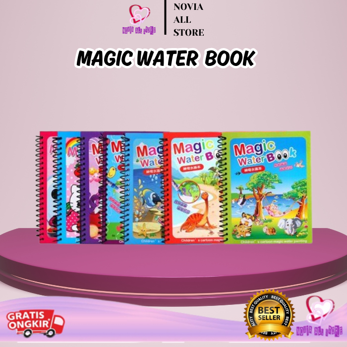 

Buku Gambar Menggambar Coloring Books Reusable Pena Air / Magic Water Drawing Book & Pen Isi 2in1 / Buku Gambar Ajaib