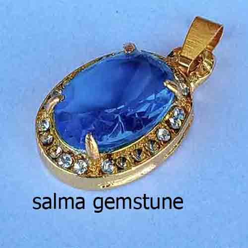 liontin batu diamon blu topas asli batu zircon-1