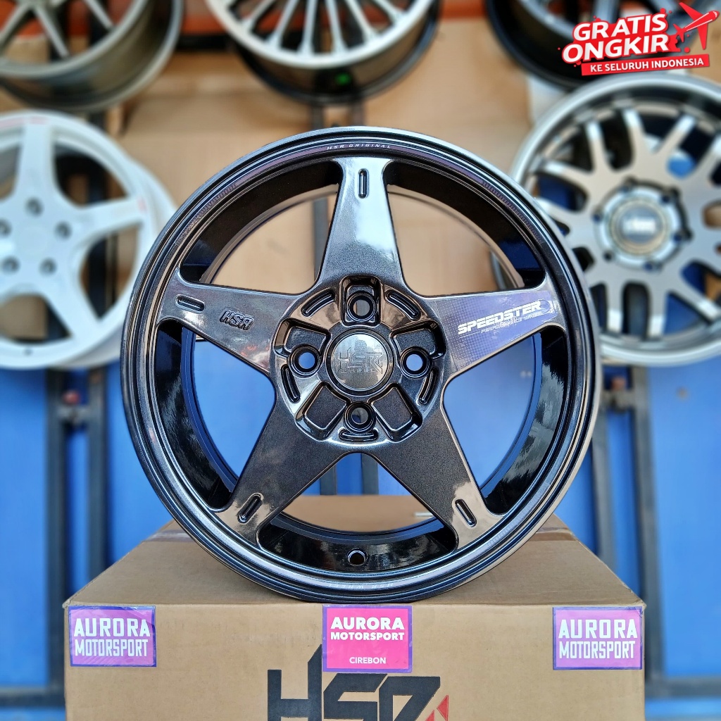 Velg bintang ring 15 mobil agya brio freed HSR Speedster R15 gunmetal