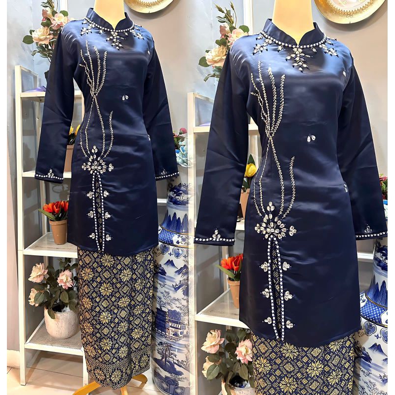 Kebaya Tunik Mix Payet Swarovski Dan Rok songket  ORI Pelangi Jaya kualitas premium Kebaya lengan pa