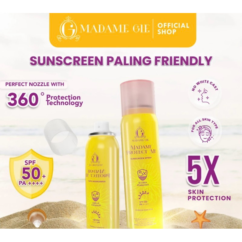 MADAME GIE MADAME PROTECT ME SUNSCREEN SPRAY 5x SKIN PROTECTION SPF 50 PA++++ 100ml / 50ml | SUNSCRE
