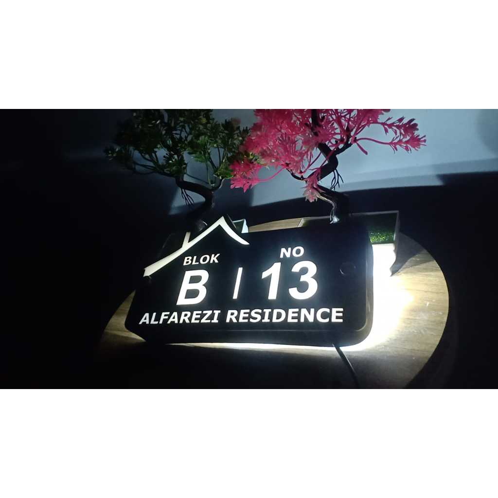 Nomor Rumah Lampu Led Akrilik