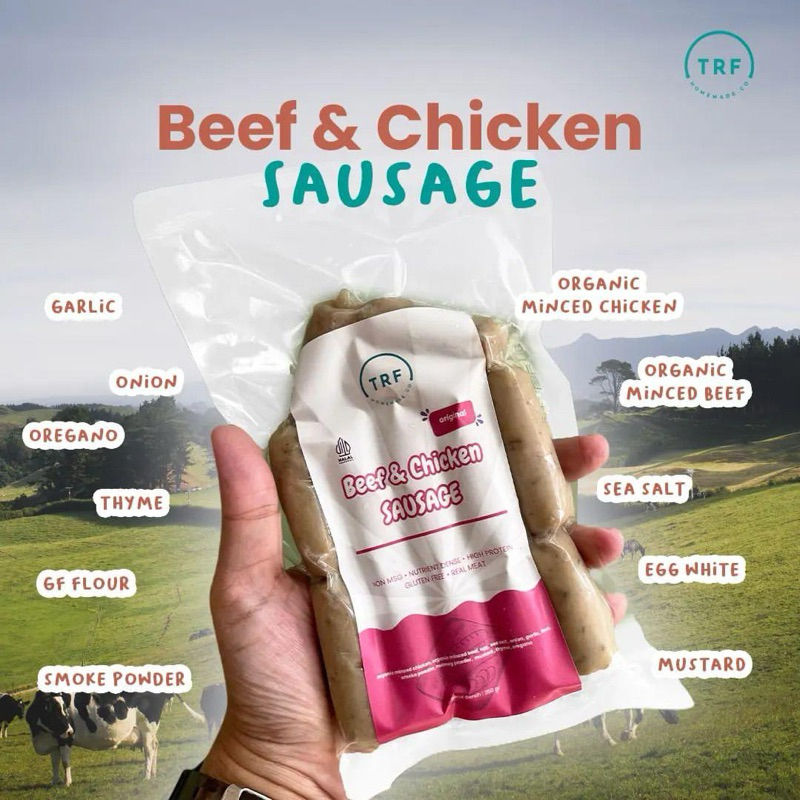 

Beef chicken sausage / sausage original/ sosis sapi organik / mpasi friendly sehat organik