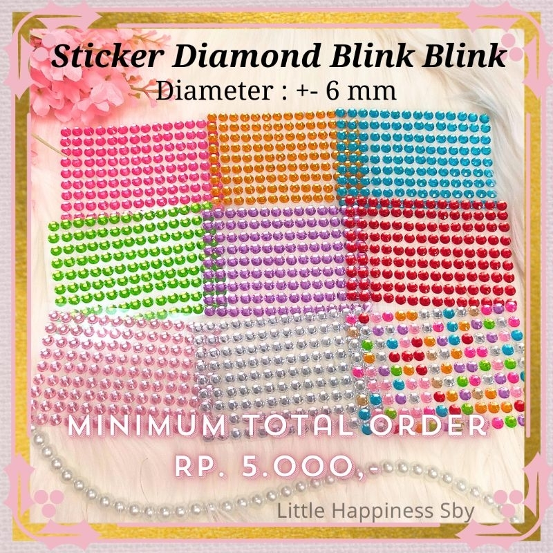 

Murah! (126 pcs) Sticker Diamond Blink manik 6mm hiasan handphone hp kartu kado scrapbook