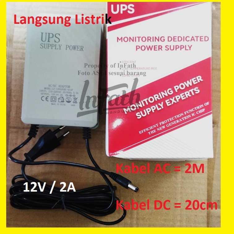 UPS 12V 2A Plus Power supply adaptor backup mati listrik DC 12V Cadangan Baterai Mini UPS mini Untuk