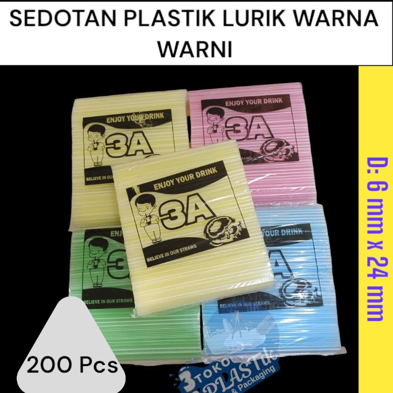 Sedotan Plastik Bening bermotif Lurik