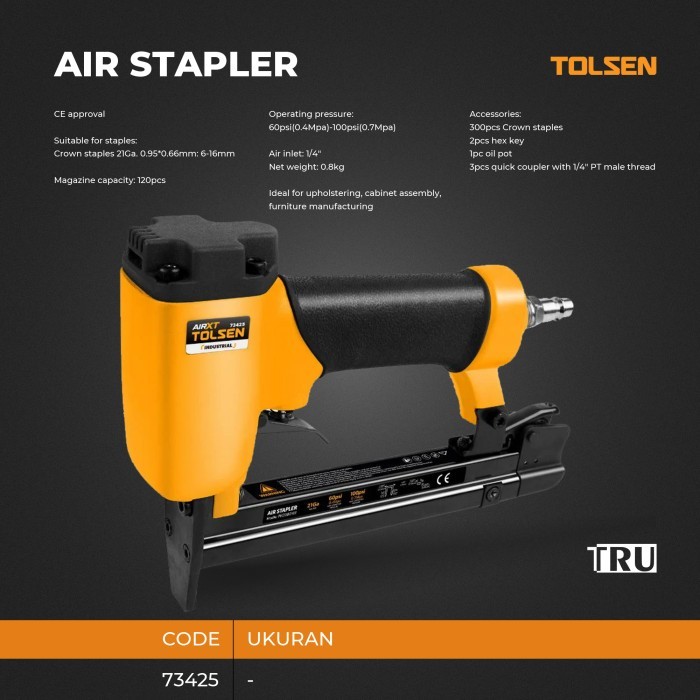 

Paku Tembak Lurus Staples Angin Mesin AIR STAPLER TOLSEN