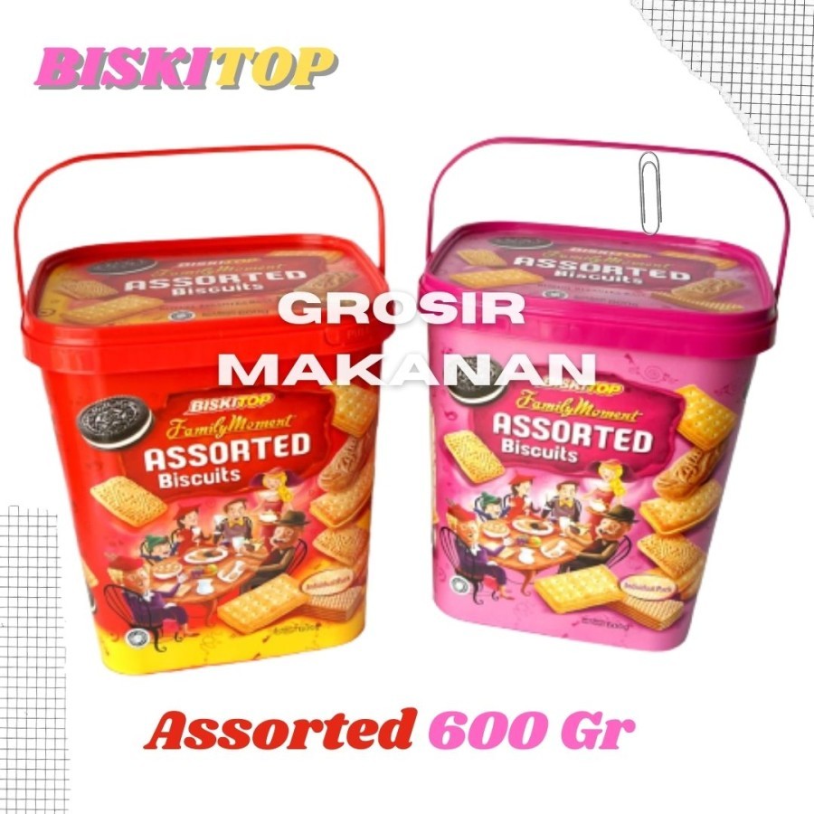 

Biskuit Ember / Biskitop Assorted Berbagai Macam Biskuit Toples 600 Gr/ Halal