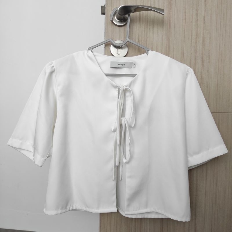 PRELOVED Ecinos - Solar Tie Top White Atasan Wanita