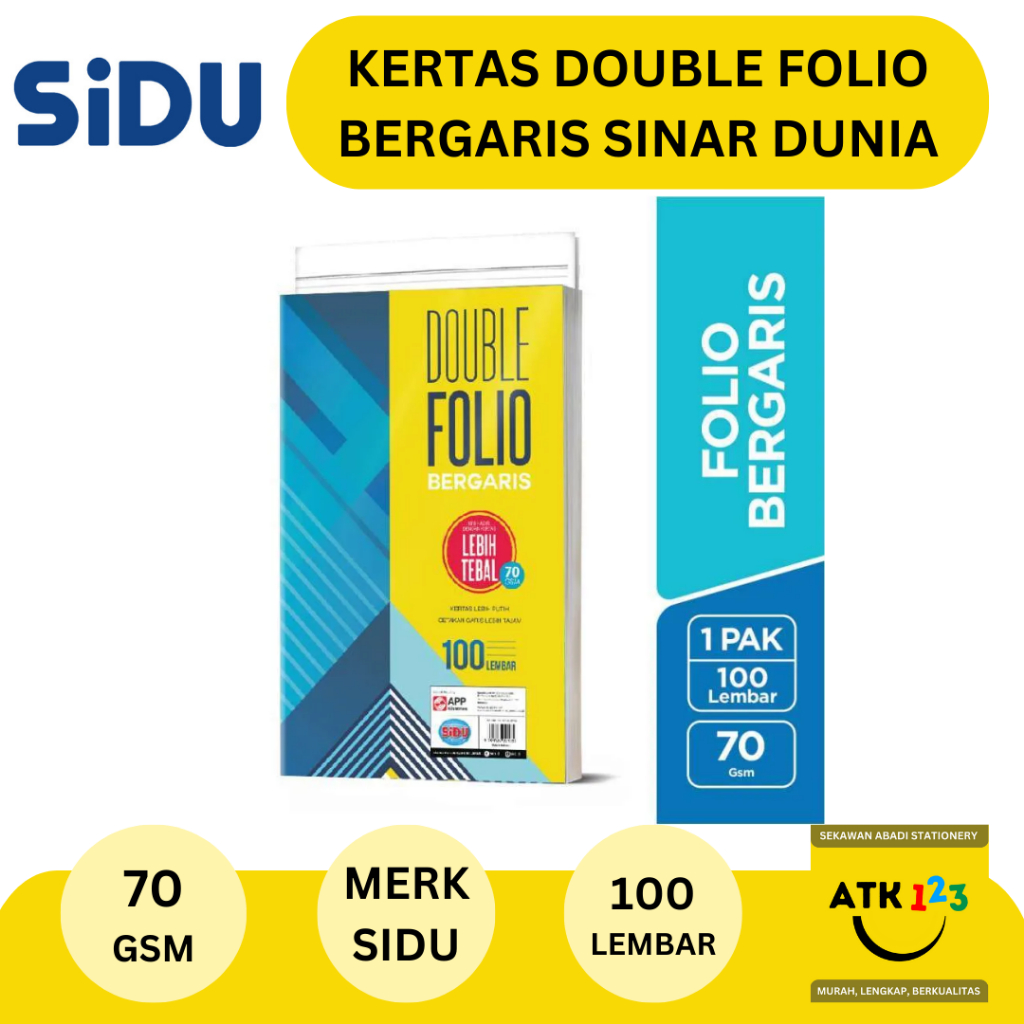 

Kertas Double Folio Garis 100 Sheets Sinar Dunia SIDU