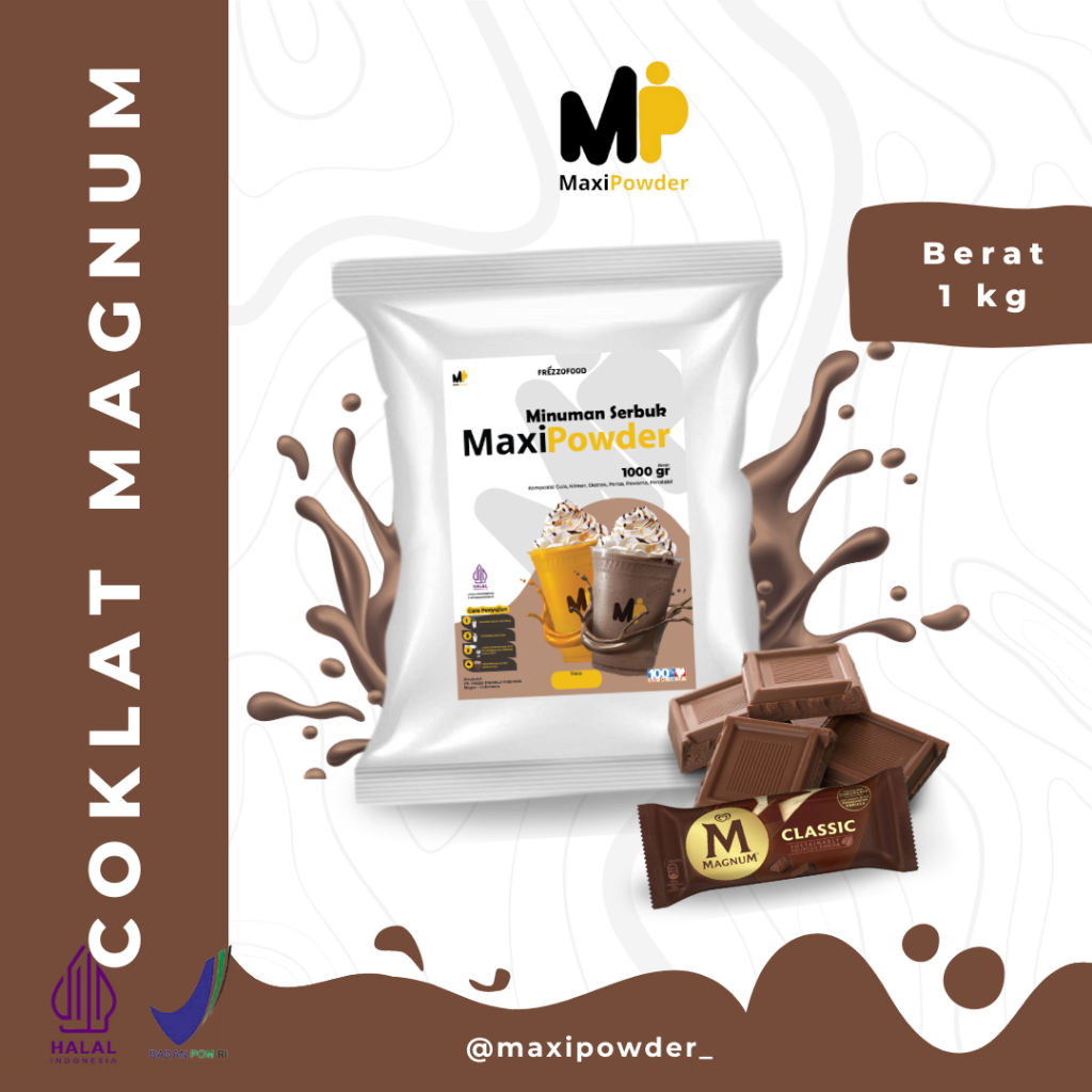 

Bubuk Minuman Rasa Coklat Magnum 1kg / Minuman Kekinian Coklat Magnum Termurah / MaxiPowder