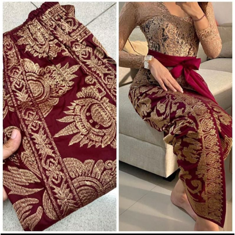 Kamen Jadi songket Bali premium full benang Emas (Cendana) ~Mahkota | Kamen Bali full strait