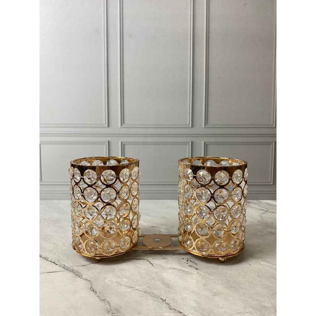 DEFFECT Pajangan Kristal Gold Mewah