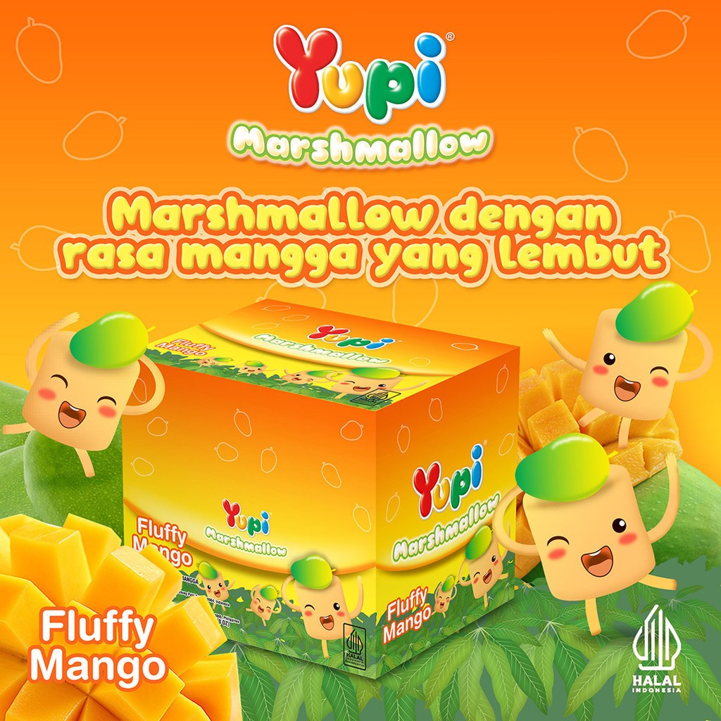 

Yupi Marshmallow Fluffy Mango Permen Mangga BOX (isi 24 pcs)