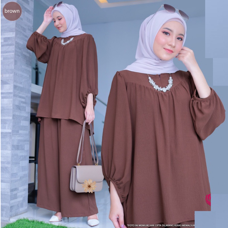 Setelan Jumbo LD 130 Wanita Crinkle Airflow Premium