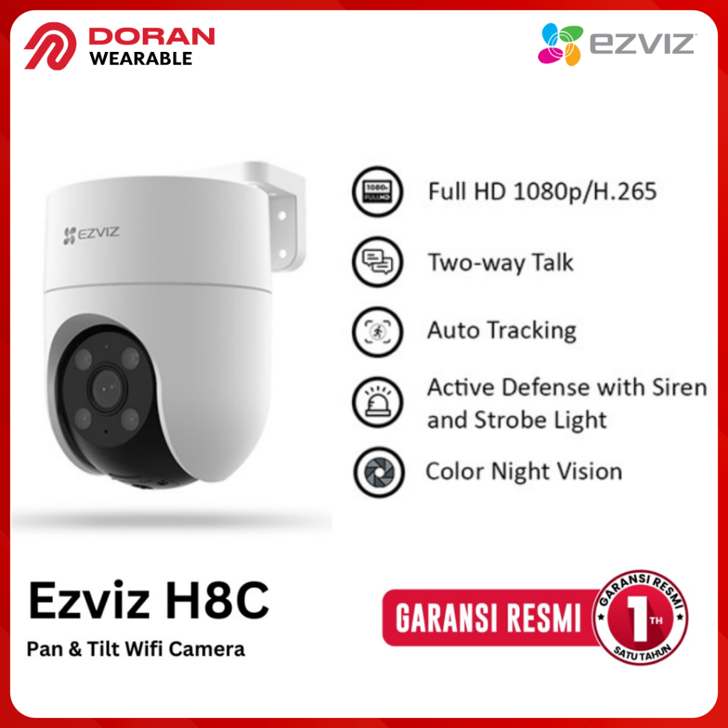 Ezviz H8c Outdoor CCTV Pan & Tilt Wifi IP Camera Auto Tracking 1080p - Garansi Resmi 1 Tahun