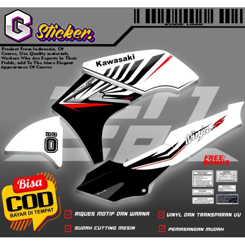 Stiker striping Ninja SS zebra variasi putih