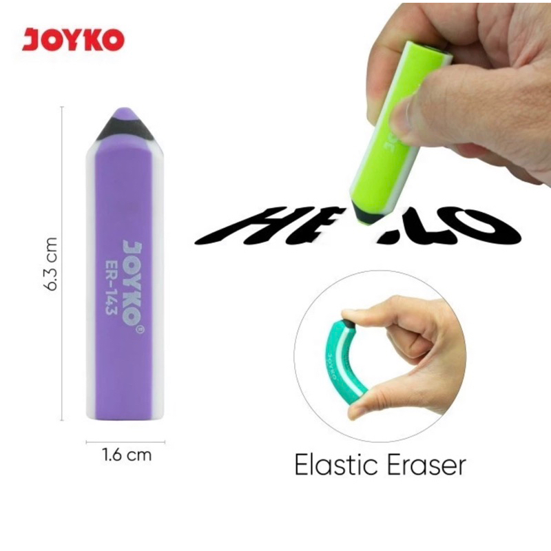 

Penghapus Joyko ER-143 Bentuk Pensil ECER 1 Biji / Joyko Eraser Rectangular Grip / Penghapus Joyko Unik