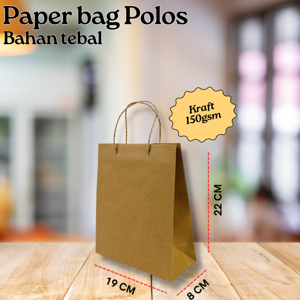 

Paperbag / Paper Bag Polos free sticker ucapan ukuran 19 x 8 x 22CM