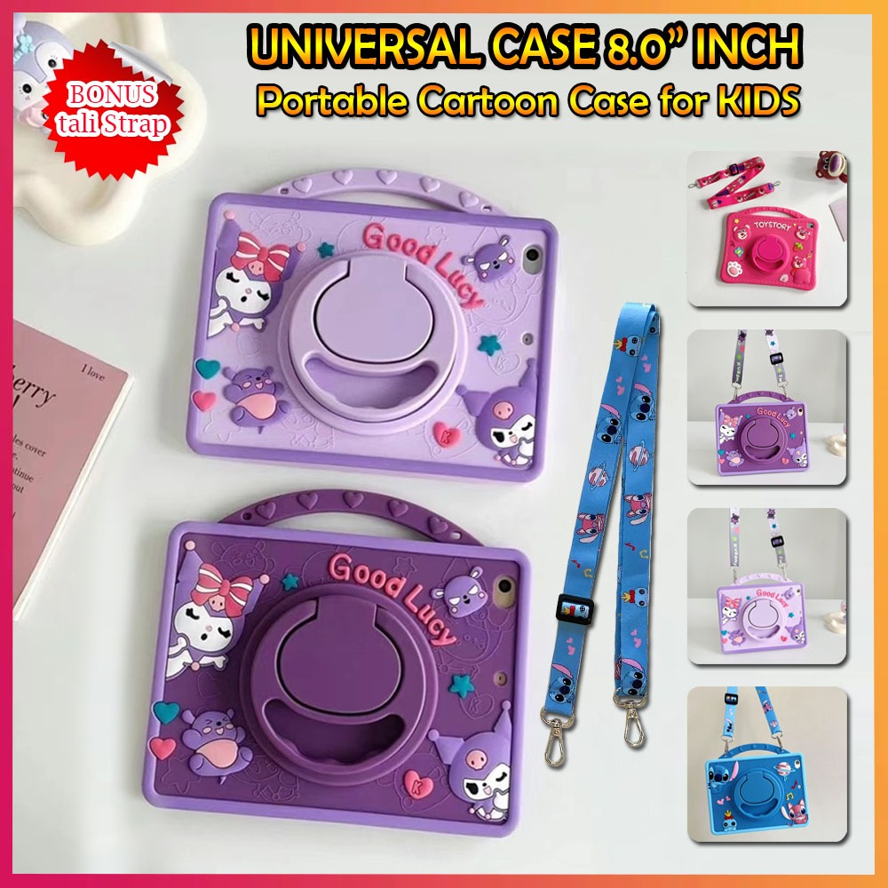 ( BONUS TALI STRAP dan STYLUS - UNIVERSAL CASE ) ADVAN XTab 8.0" 2023 ADVAN Tab A8 2022 8.0" ADVAN T