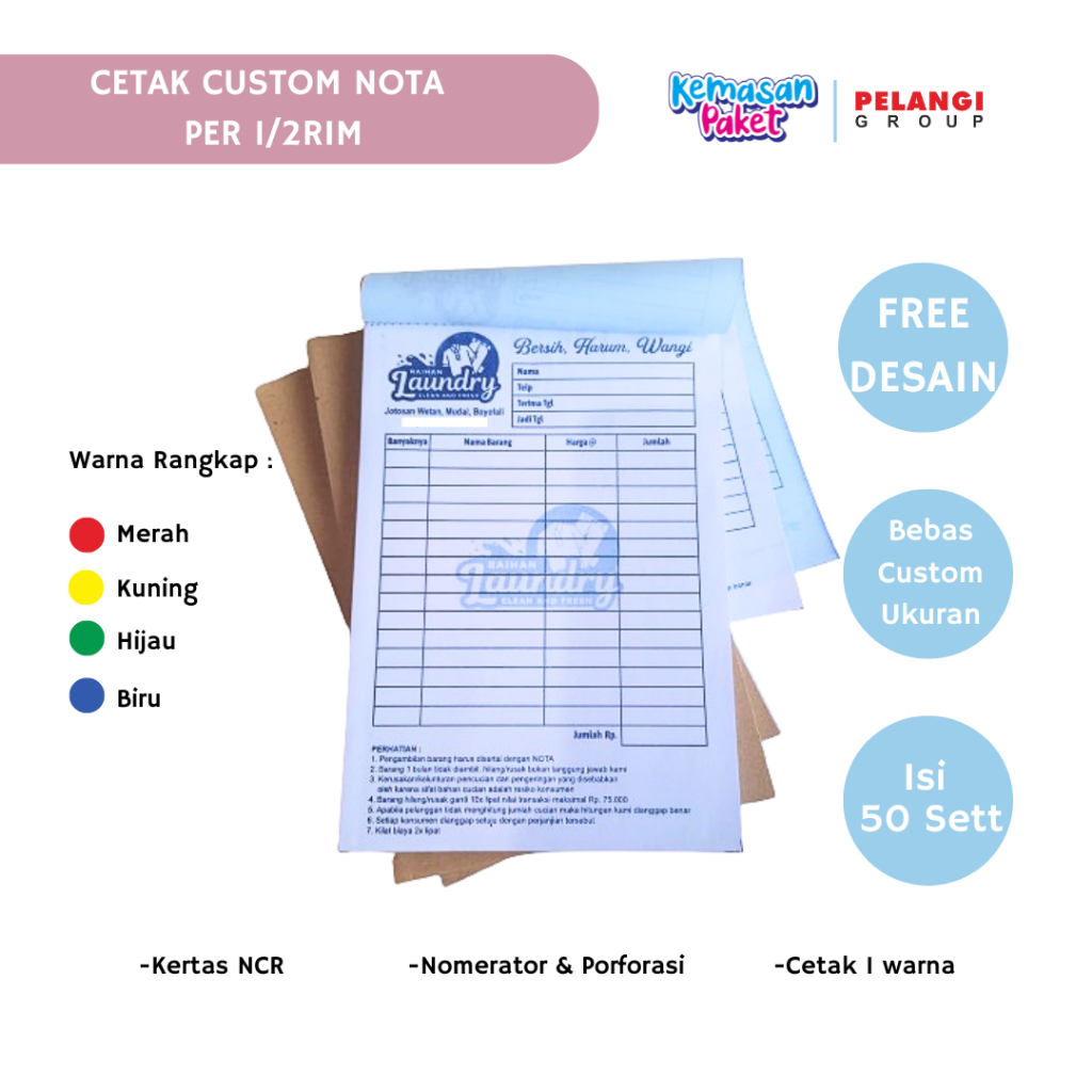 

CETAK NOTA UKURAN 1/4 FOLIO ECER CETAK PER 1/2 RIM
