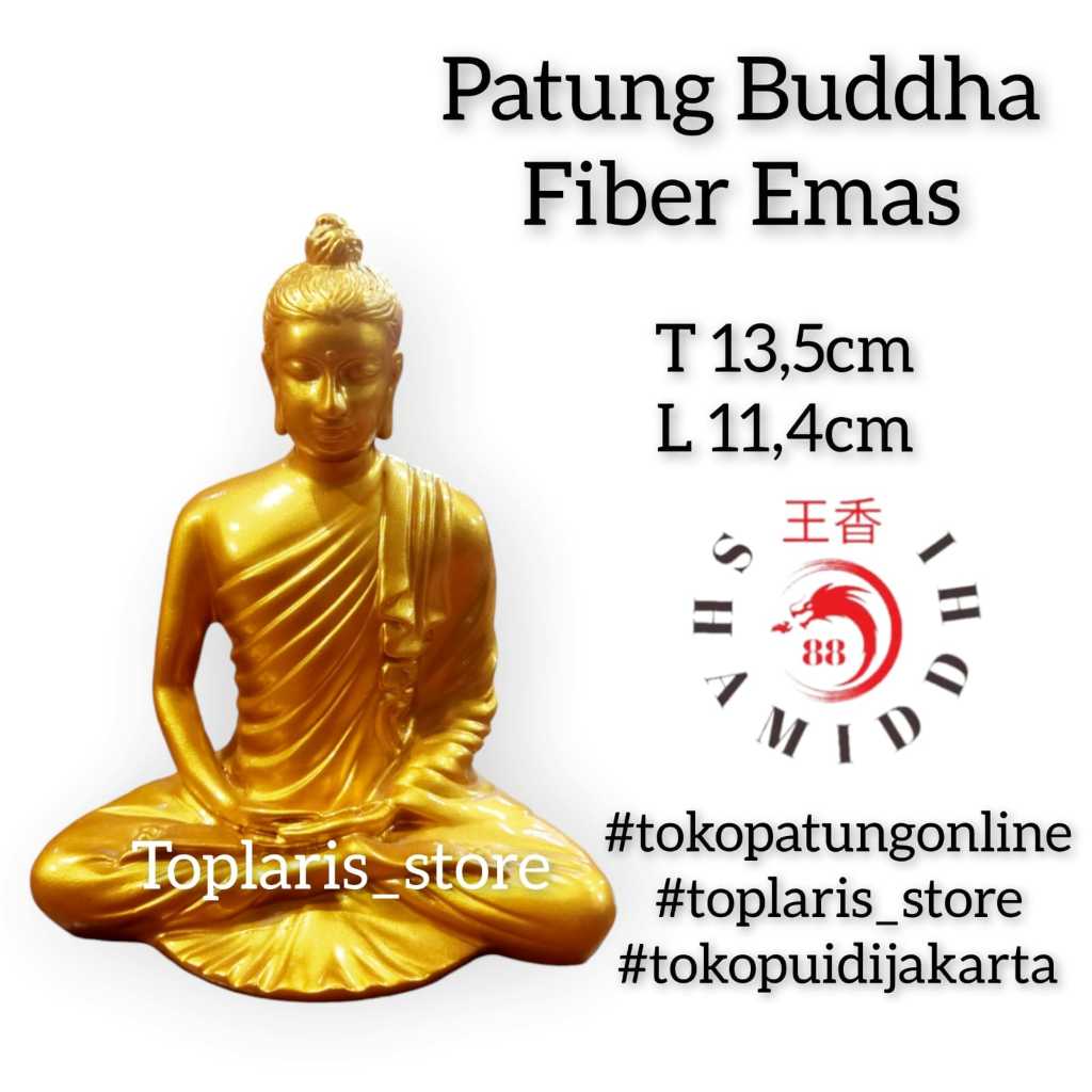Patung Buddha Terawada/Theravada Fiber Emas