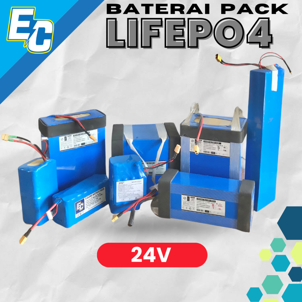 Baterai Pack lithium lifepo4 24V pengganti aki sepeda motor listrik