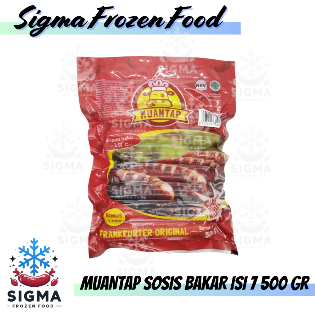 

SOSIS BAKAR ISI 7 MUANTAP 500GR (1 DUS ISI 20PCS)