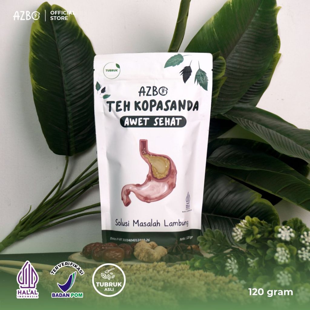 

AZBO Teh Kopasanda Awet Sehat Bebas Asam Lambung dan Gerd - 1 Pouch [12o Gram]