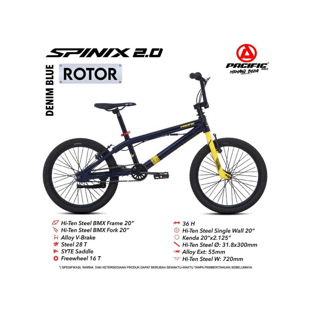 SEPEDA BMX 20 INCH PACIFIC AVORIO 1.0 / SPINIX 1.0 / SPINIX 2.0 ROTOR / SPINIX CX 1.0 BAN 2.125 ROTO