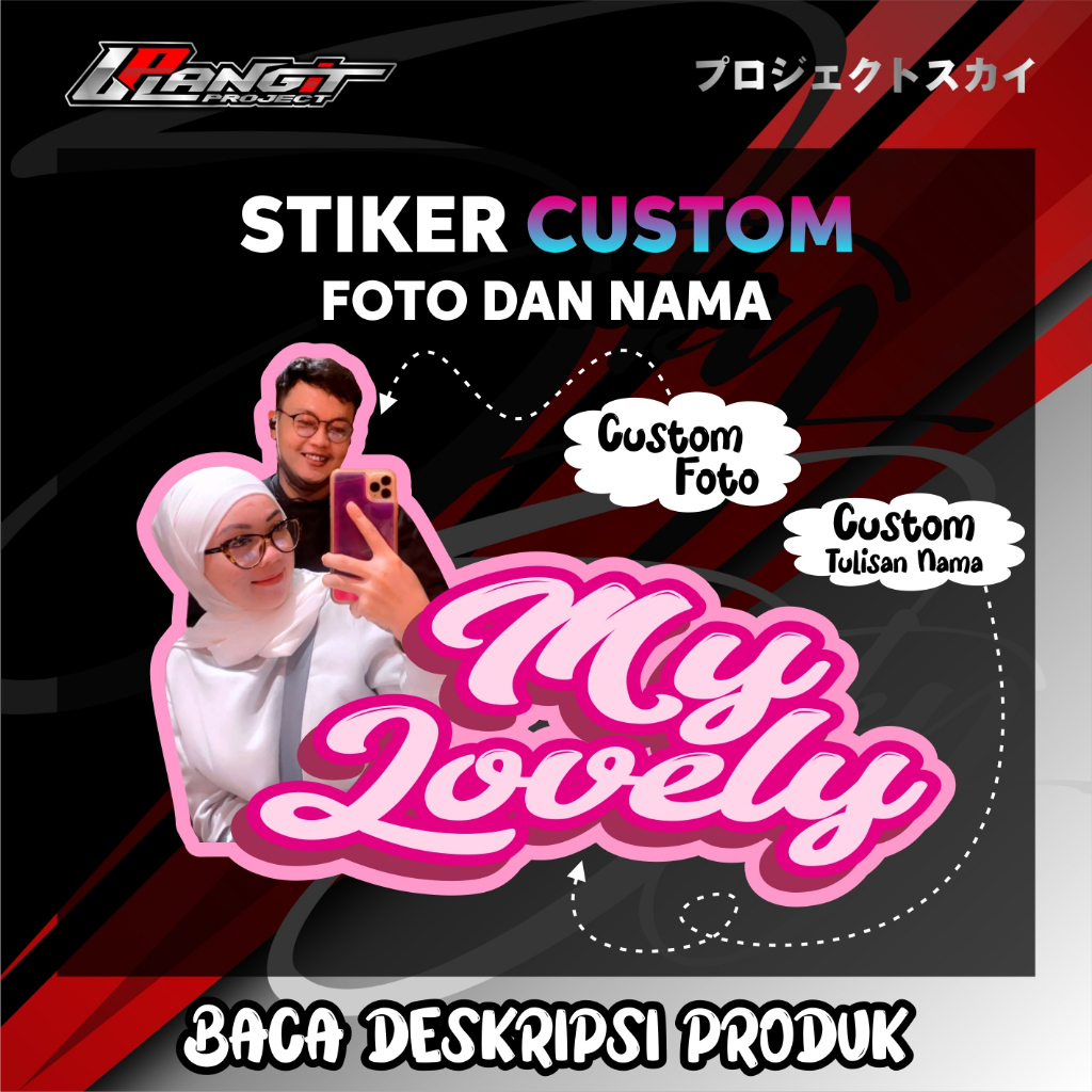 

[2pcs] Stiker Custom Foto dan Nama Waterptroof isi 2pcs, Stiker custom Nama Foto Nama
