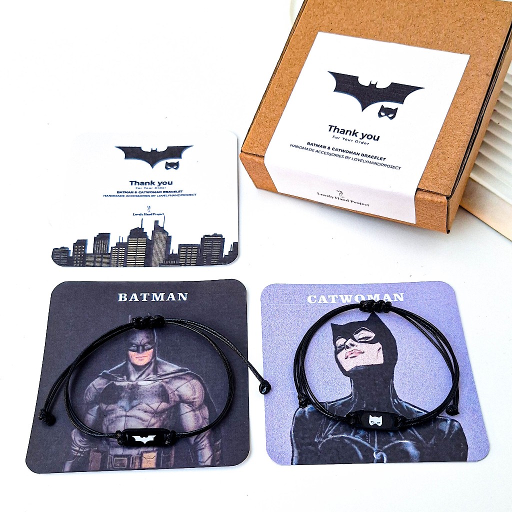 Gelang Couple Batman & Catwoman Free Cover KTP Tali Waterproof Serut Copel