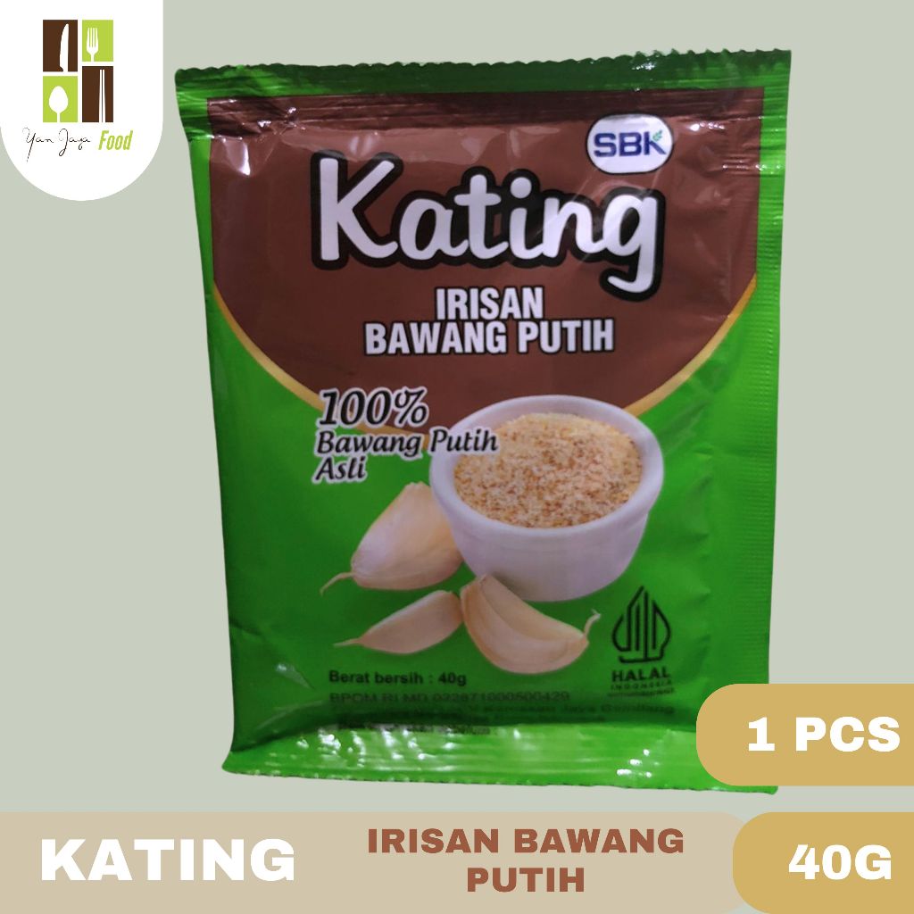 

Kating Irisan Kecil Kasar Bawang Putih / 100 % Bawang Putih Asli / Kemasan 40g 1 PCS