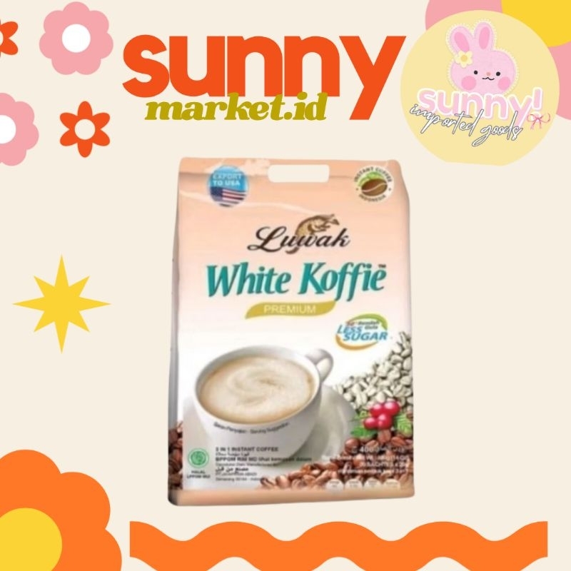 

SUNNYMARKET - LUWAK WHITE COFFEE WHITE KOFFIE LESS SUGAR KOPI LUWAK 19 GR X 19 SACHET