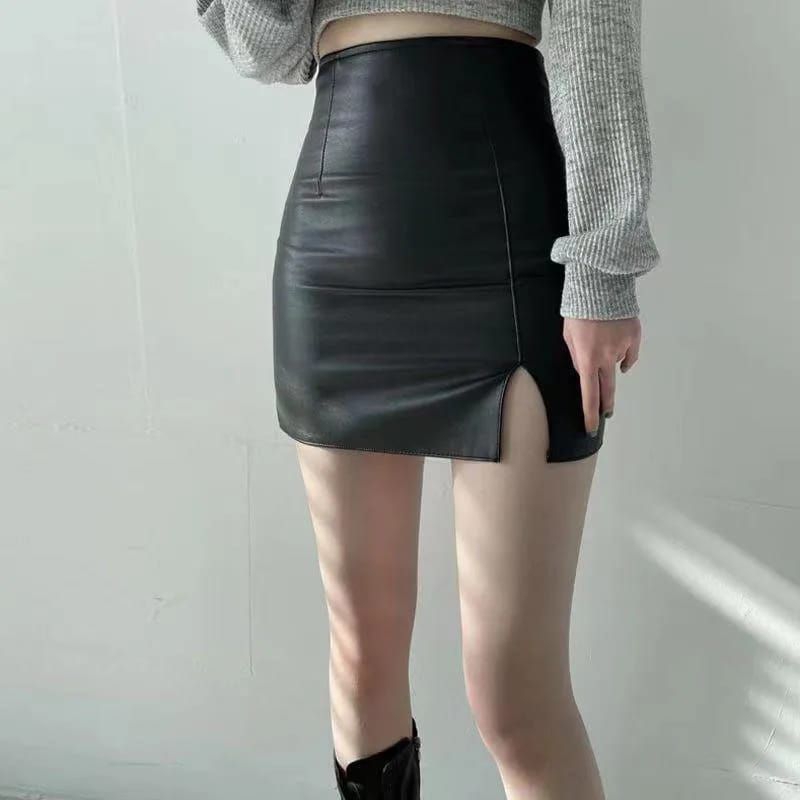 [BISA COD] Rok kulit wanita / Leather skirt / mini Leather skirt