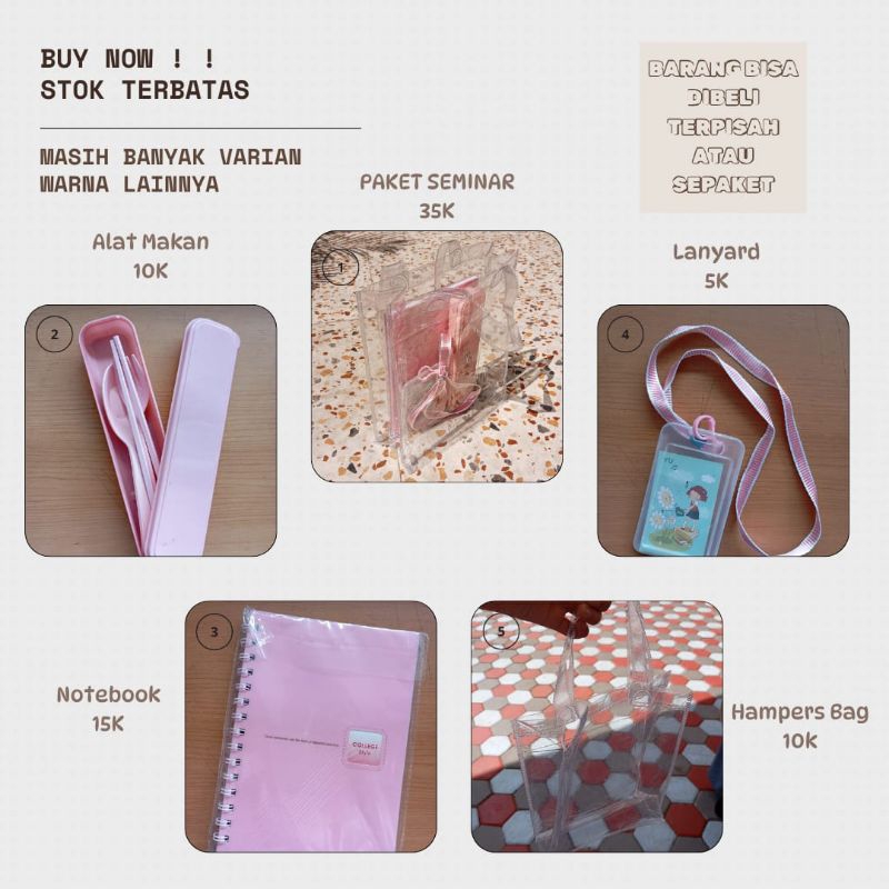 

Seminar Kit Murah/Alat Makan/Notebook A5/Lanyard/Hampers Bag