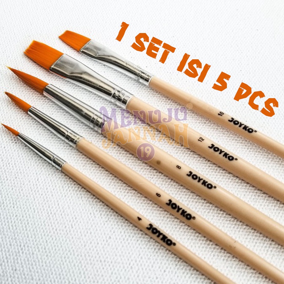 

HARGA BERSAHABAT Set Isi 5 Pcs Kuas Lukis Mewarnai Cat Air Minyak Acrylic Akrilik FLATROUND Brush Paint BR8