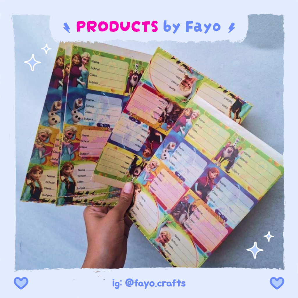 

[FAYO's Products] Sticker Buku Tulis Nama Karakter Frozen Marvel Spiderman Cars | Label Nama Buku Tulis Pelajaran