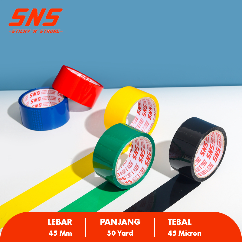 

( 1 KARTON ) LAKBAN WARNA WARNI 45 MM X 50 YARD SNS SAMEDAY INSTANT STICKY N STRONG