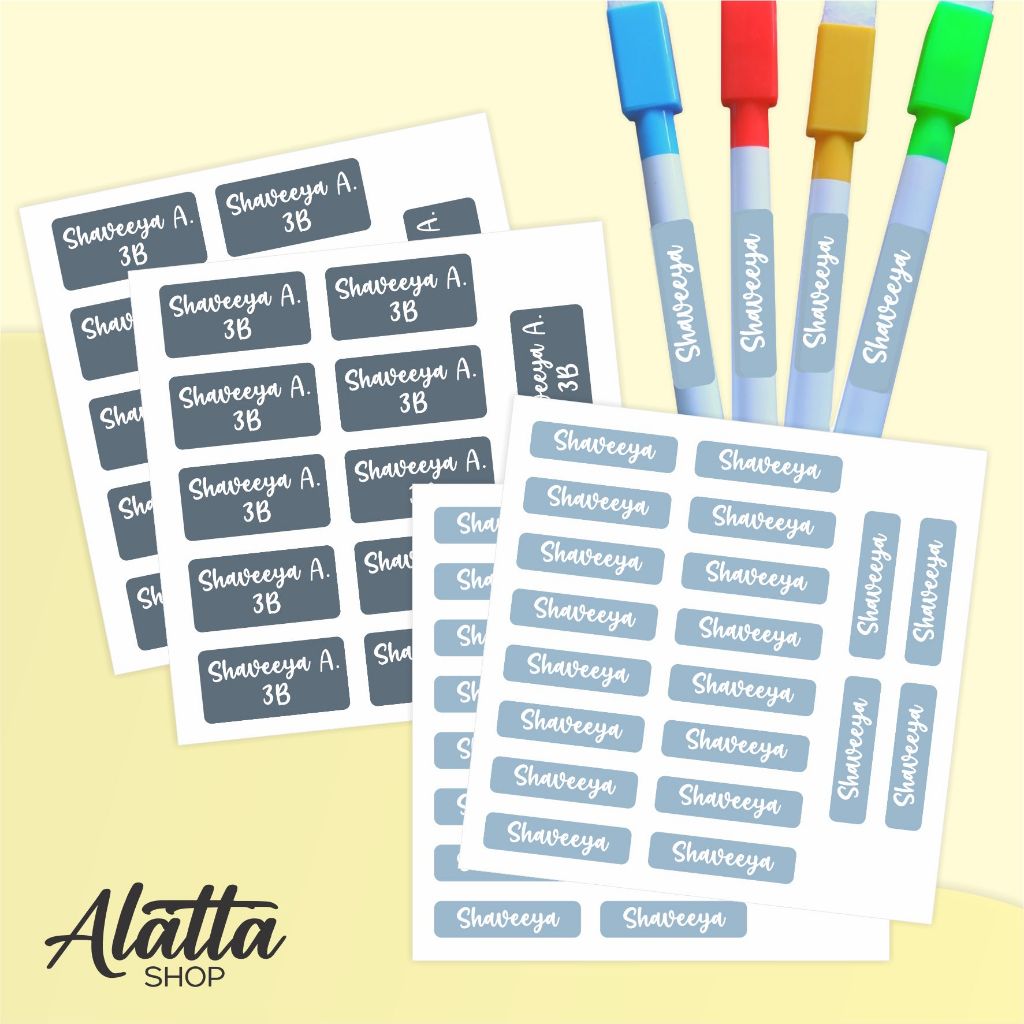STIKER NAMA WATERPROOF Label Nama Custom Stiker Label Buku Label Nama Anak