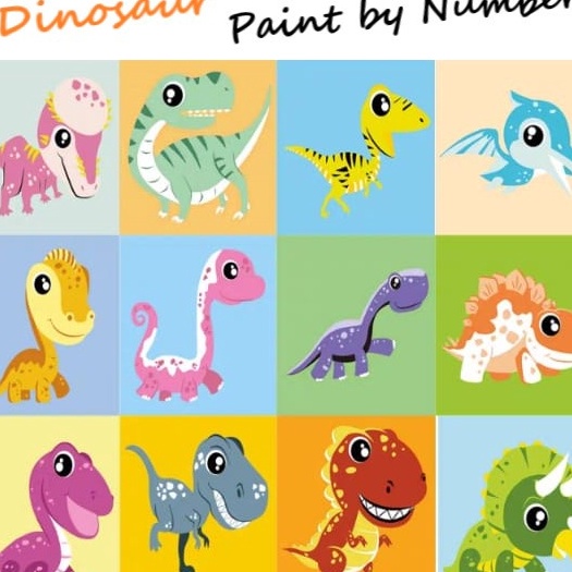 

PANAS BS Painting by Number Children Canvas Set Kanvas Lukis Anak Mewarnai Nomor Versi Dinosaurus