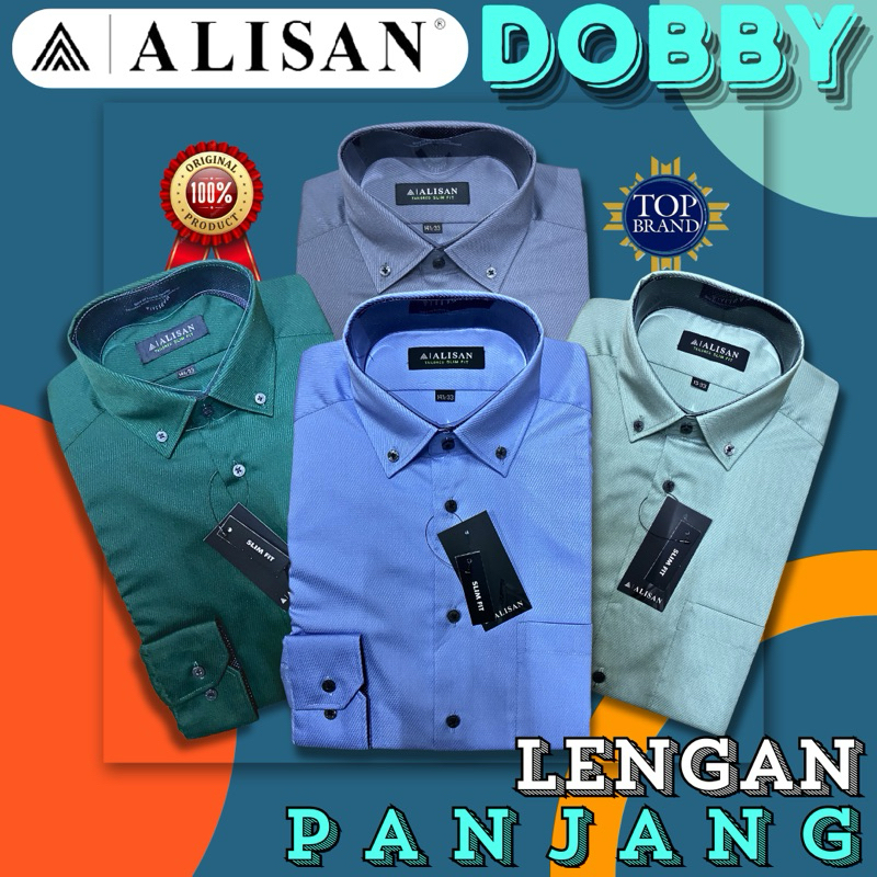 Kemeja ALISAN POLOS DOBBY SLIM FIT Lengan Panjang ORIGINAL
