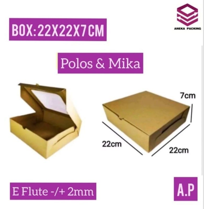 

Box 22x22x7 cm Window/Mika (E- Flute)/boxnasi/hampers/paking