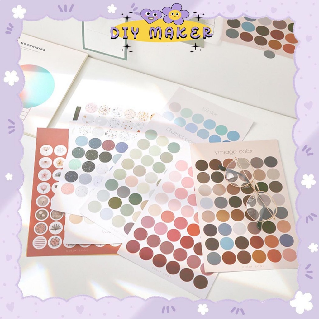 

DM Stiker Kertas Dekor MACARON DOTS Aesthetic Paper Sticker Planner Scrapbook 12 Style Stiker SD04